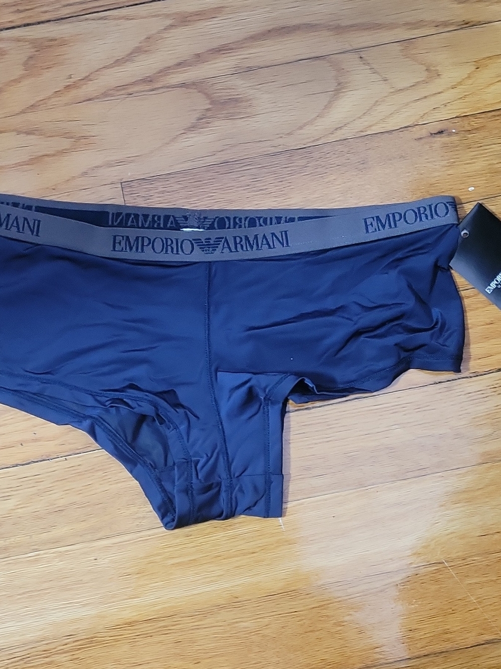 Emporio Armani Black Microfiber Logo Waist Trunk Briefs
